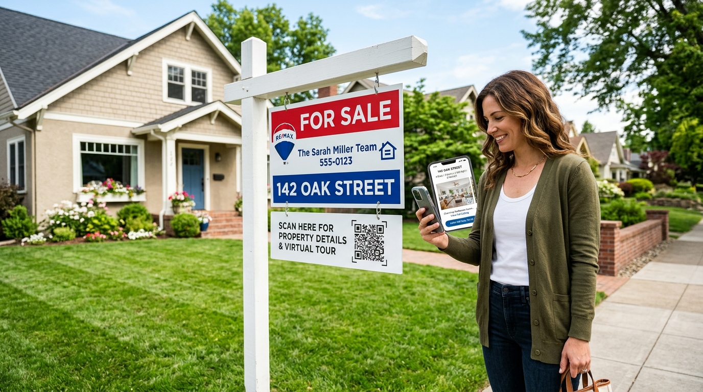 Reusable metal real estate sign rider in the field